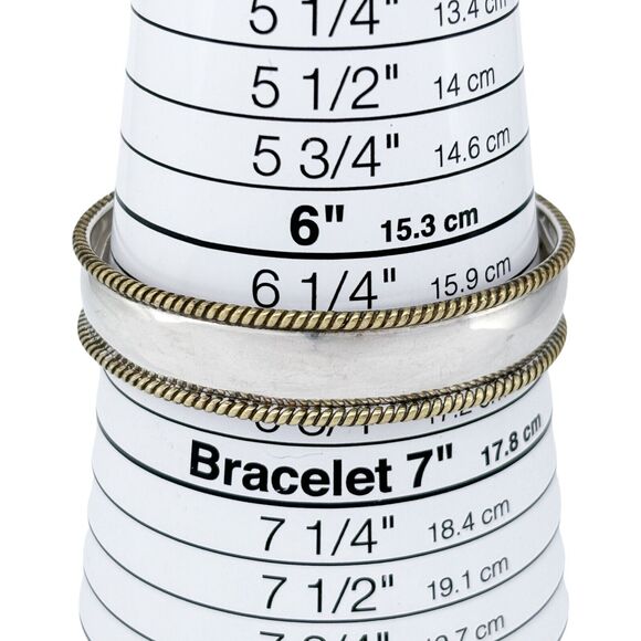 Vintage Mexico Laton Sterling Silver 925 Cuff Bracelet with Brass Accents 6.5" - Picture 7 of 10